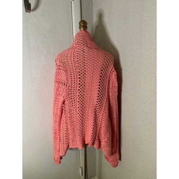 Moda International Pink Long Line Sleeve Cardigan Sweater S Classic Cozycore - Picture 3 of 10